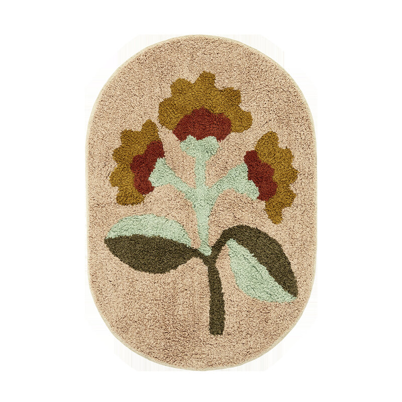 Madam Stoltz-collectie Ovale getufte badmat Roze, mosterd, verbrand oranje, mint, groen