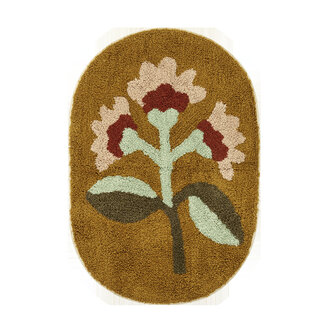 Madam Stoltz Ovale getufte badmat Mosterd, roze, verbrand oranje, mint, groen