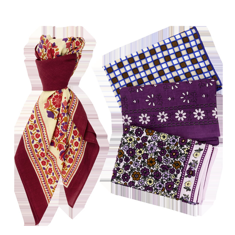 Madam Stoltz-collectie Geprinte katoenen sjaal Paars, robijnrood, blauw, multicolor