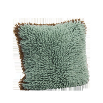 Madam Stoltz Wollen kussenhoes Turquoise, karamel