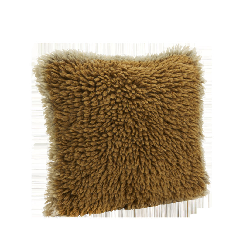 Madam Stoltz-collectie Wollen kussenhoes Mosterd, beige