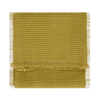 Madam Stoltz Wafelhanddoek met franjes Olijf oil
