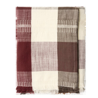 Madam Stoltz Geruit katoenen tafelkleed Gebroken wit, karamel, taupe, burgundy