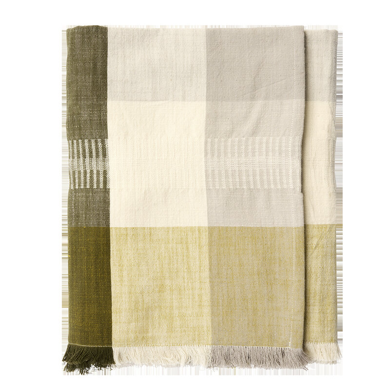Madam Stoltz-collectie Geruit katoenen tafelkleed Gebroken wit, groen, oil, grey
