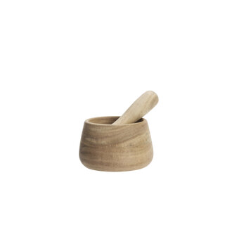 Madam Stoltz Houten vijzel set Naturel
