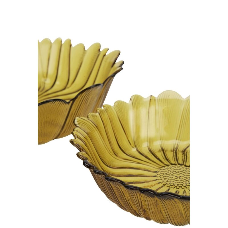Madam Stoltz-collectie Glazen schalen met zonnebloem Geel