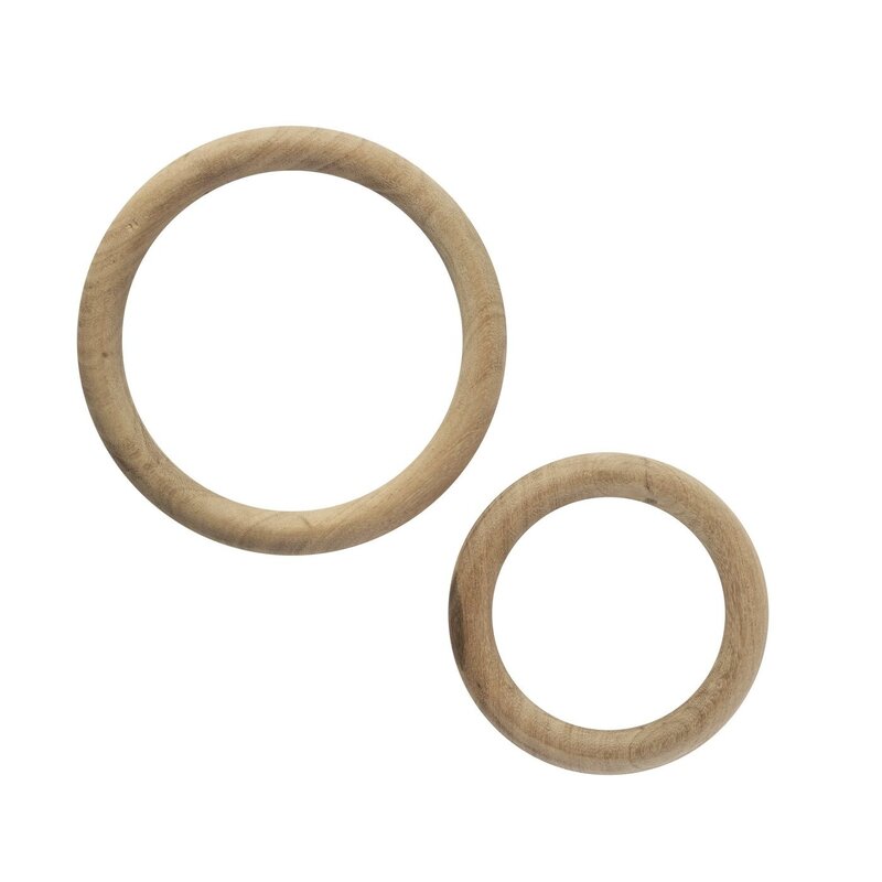 Madam Stoltz-collectie Houten onderzetters set van 2 Naturel