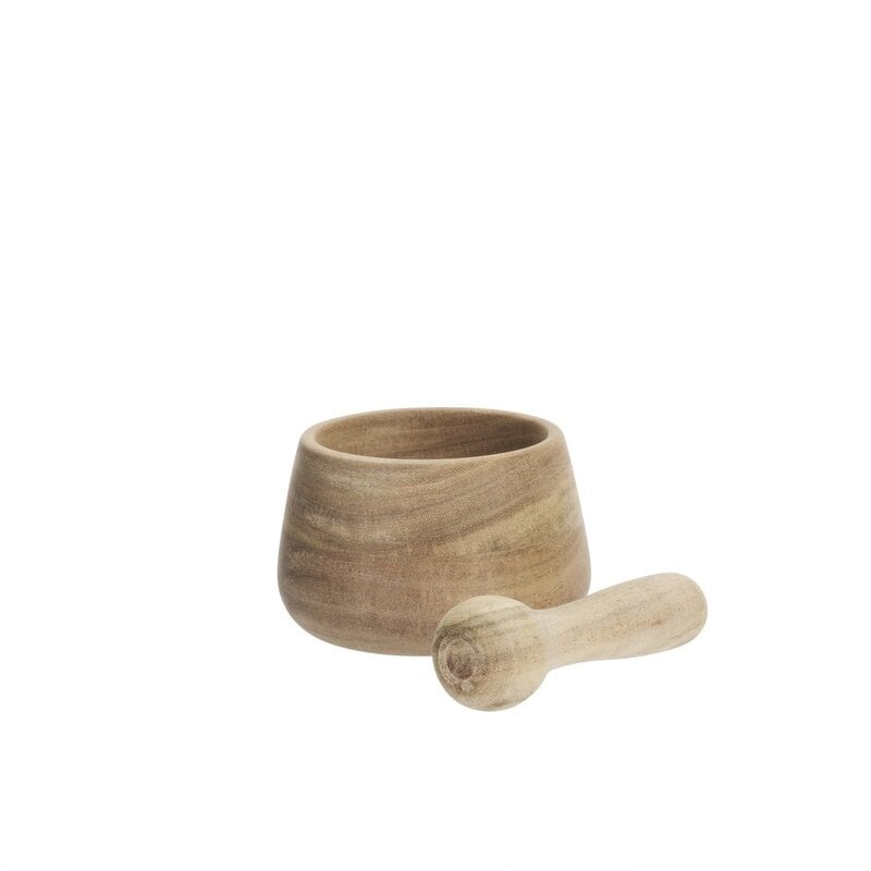 Madam Stoltz-collectie Houten vijzel set Naturel