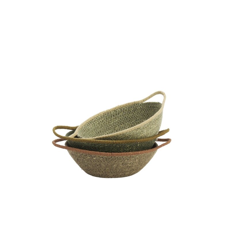 Madam Stoltz-collectie Zeegras mand met handvatten taupe olijf mint Taupe, olijf, mint