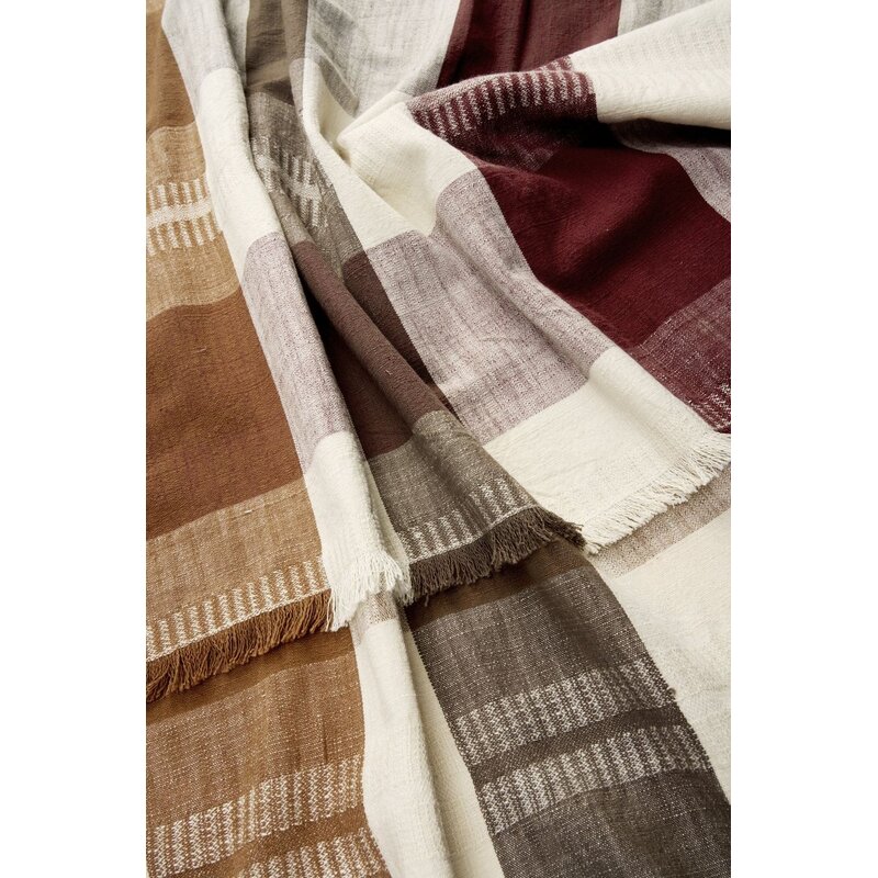 Madam Stoltz-collectie Geruit katoenen tafelkleed Gebroken wit, karamel, taupe, burgundy