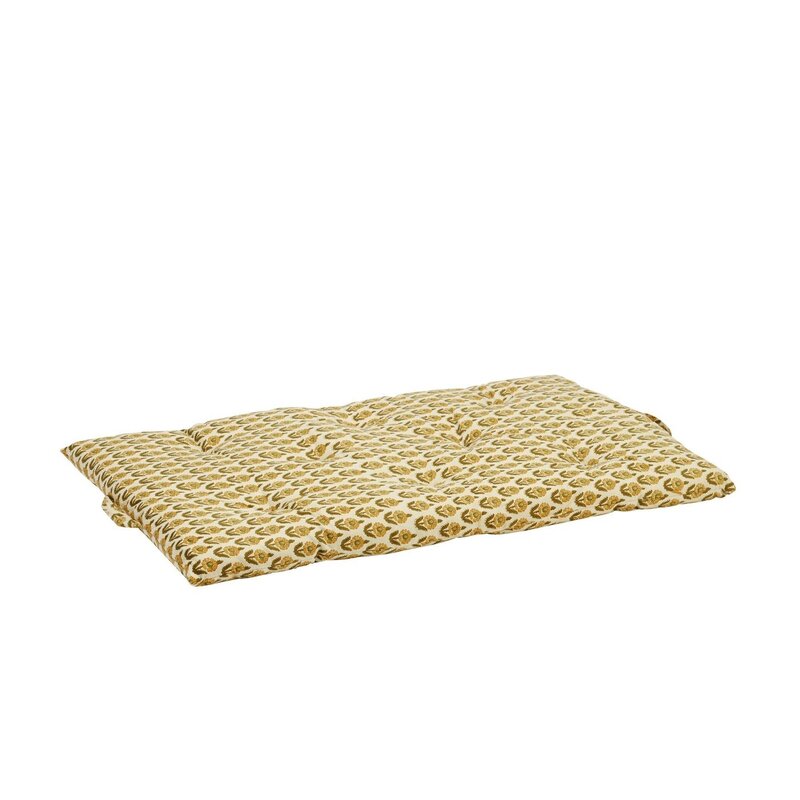 Madam Stoltz-collectie Katoenen matras met print Gebroken wit, geel, groen