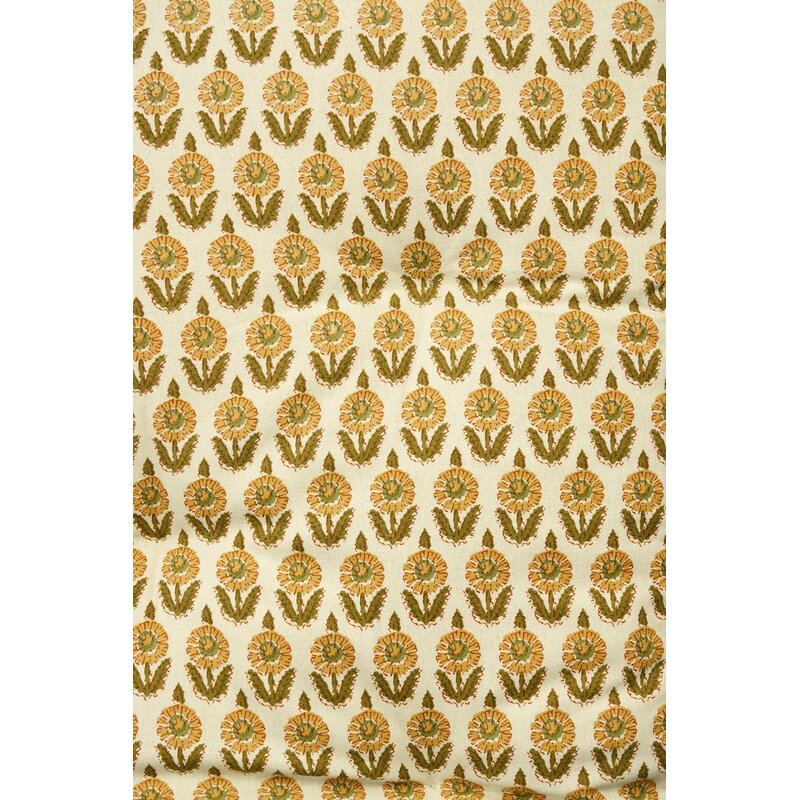 Madam Stoltz-collectie Katoenen matras met print Gebroken wit, geel, groen