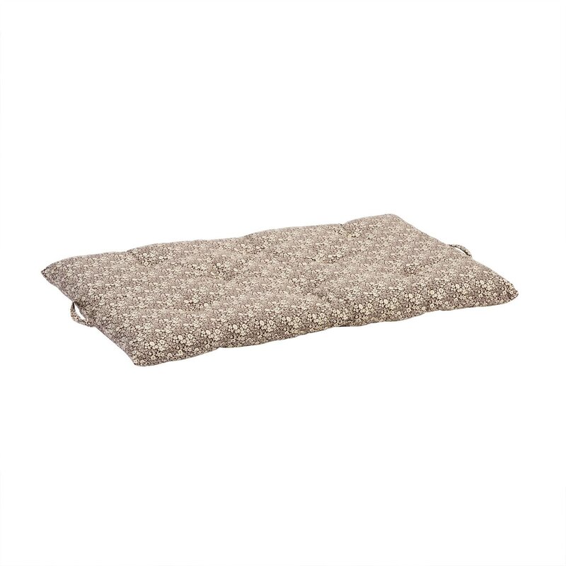 Madam Stoltz-collectie Katoenen matras met print Kastanjebruin, gebroken wit