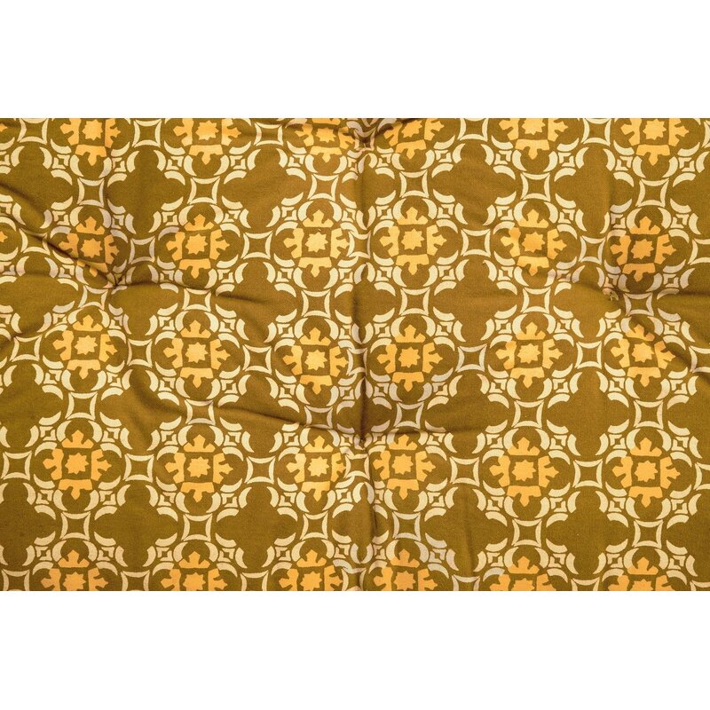 Madam Stoltz-collectie Katoenen bankmatras met print Mosterdgeel, beige, oranje