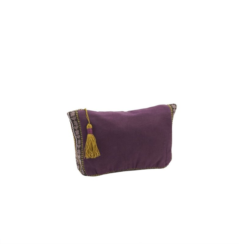 Madam Stoltz-collectie Katoenen etui met borduurwerk lila taupe paars Lila, taupe, paars