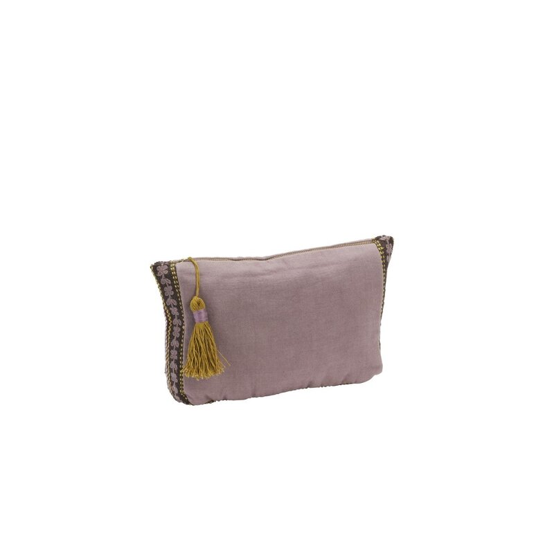 Madam Stoltz-collectie Katoenen etui met borduurwerk lila taupe paars Lila, taupe, paars