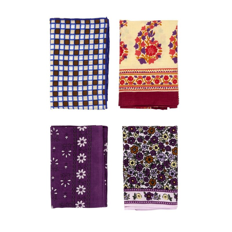 Madam Stoltz-collectie Geprinte katoenen sjaal Paars, robijnrood, blauw, multicolor