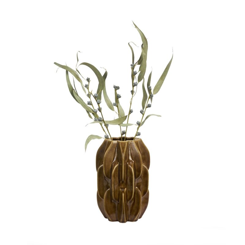 Madam Stoltz-collectie Aardewerk vaas Warm geel Ø 18 cm