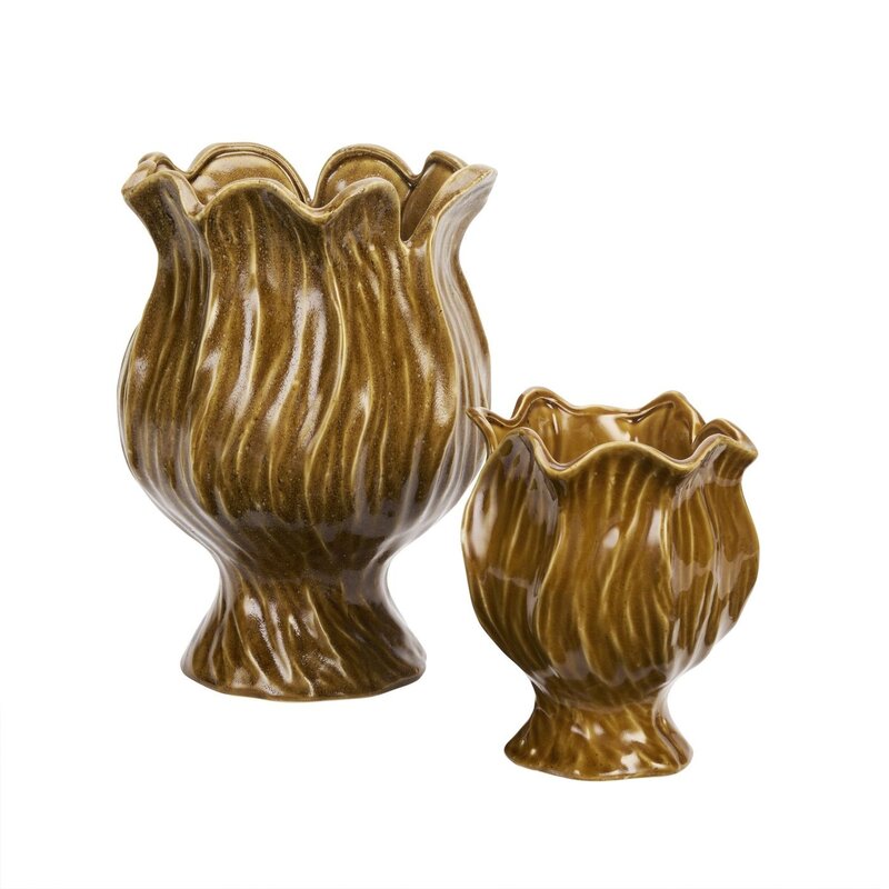 Madam Stoltz-collectie Aardewerk bloempot Warm geel Ø 23 cm