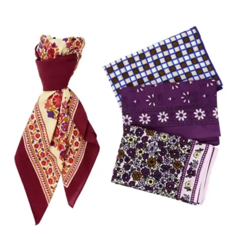 Madam Stoltz-collectie Geprinte katoenen sjaal Paars, robijnrood, blauw, multicolor