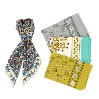 Madam Stoltz Geprinte katoenen sjaal Turquoise, grijs, olijf, multicolor