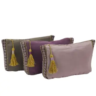 Madam Stoltz Katoenen etui met borduurwerk lila taupe paars Lila, taupe, paars