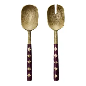 Madam Stoltz Houten saladeset met bamboe Naturel, paars