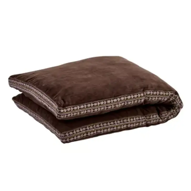 Madam Stoltz-collectie Velvet matras met borduurwerk Donkerbruin, lila, geel, wit