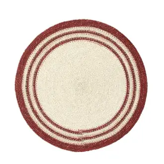 Madam Stoltz Ronde zeegras placemat Rood, wit