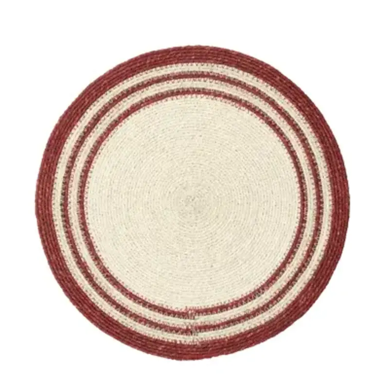 Madam Stoltz-collectie Ronde zeegras placemat Rood, wit