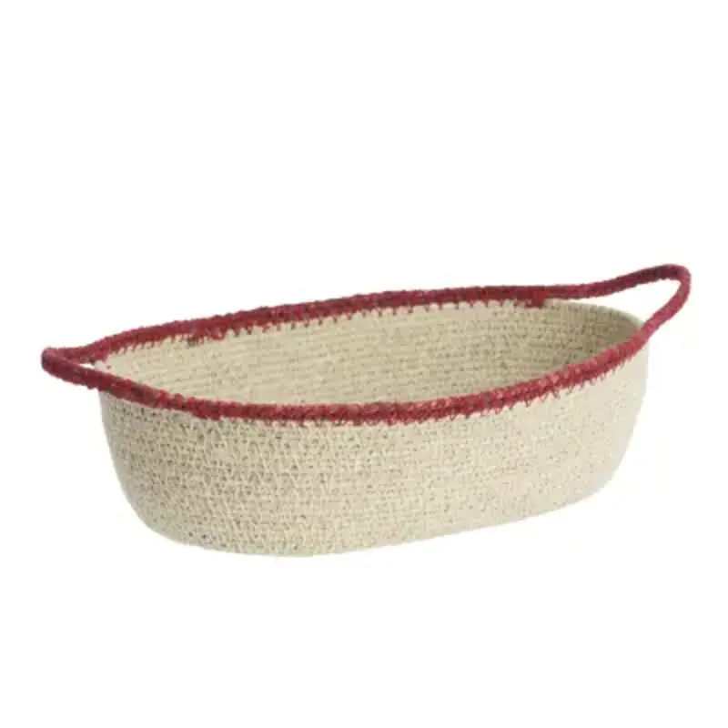 Madam Stoltz-collectie Ovale zeegras mand Rood, wit