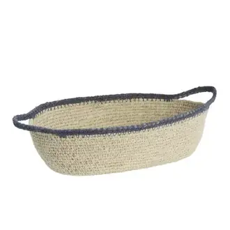 Madam Stoltz Ovale zeegras mand Blauw, wit