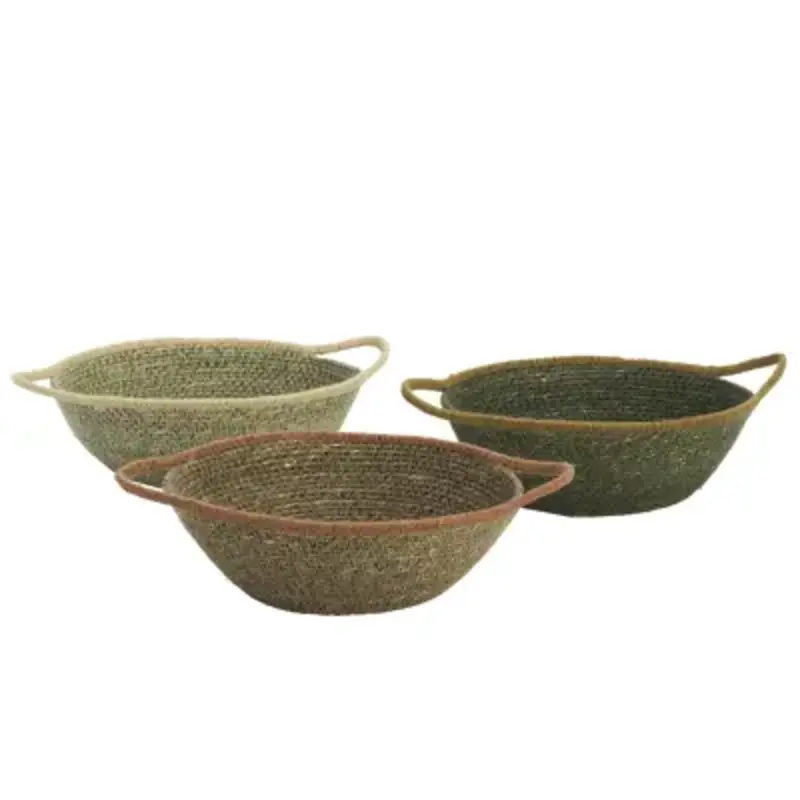 Madam Stoltz-collectie Zeegras mand met handvatten taupe olijf mint Taupe, olijf, mint