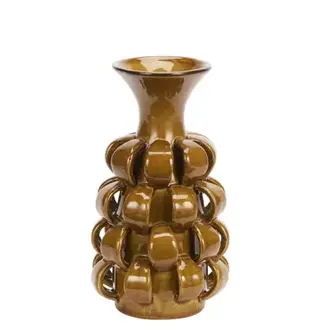 Madam Stoltz Aardewerk vaas Warm geel Ø 13 cm