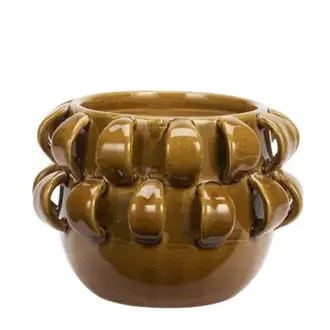 Madam Stoltz Aardewerk bloempot Warm geel Ø 19 cm