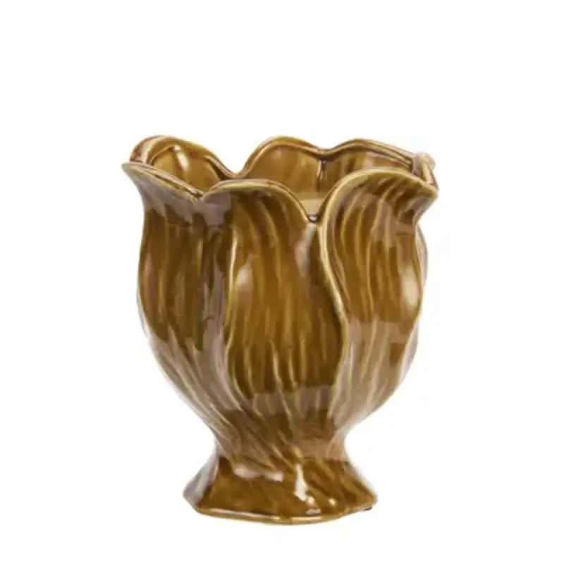 Madam Stoltz-collectie Aardewerk bloempot Warm geel Ø 18 cm
