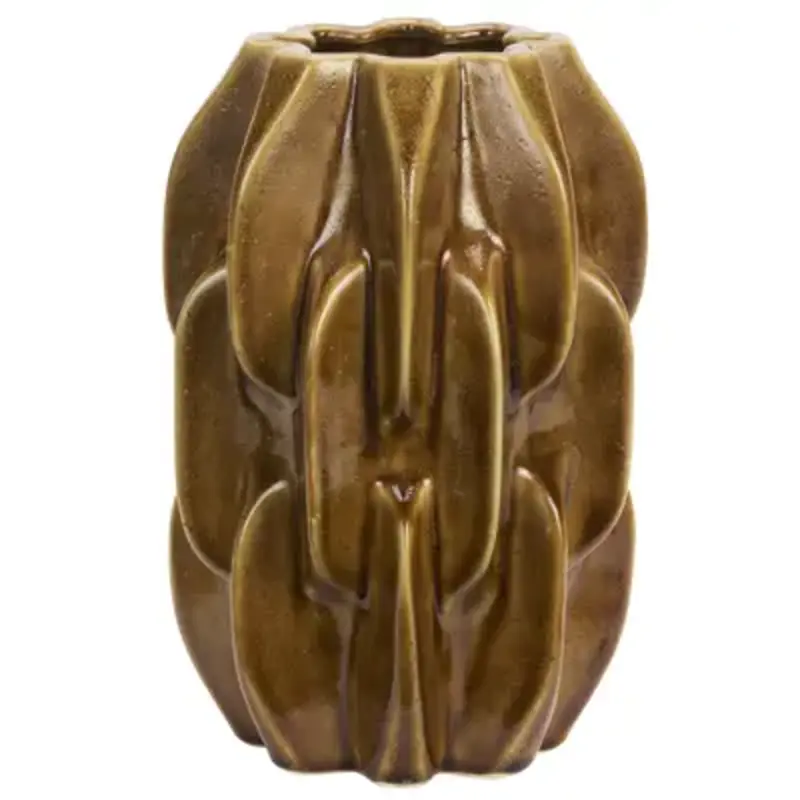 Madam Stoltz-collectie Aardewerk vaas Warm geel Ø 18 cm