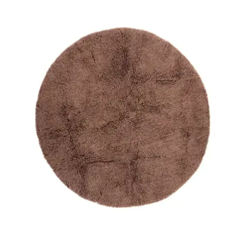 Madam Stoltz-collectie Rond getuft wollen vloerkleed Stofvijg roze