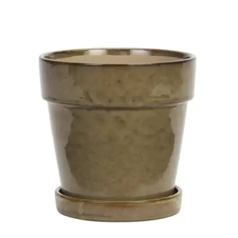 Madam Stoltz-collectie Bloempot met schotel Beige Ø 18 cm