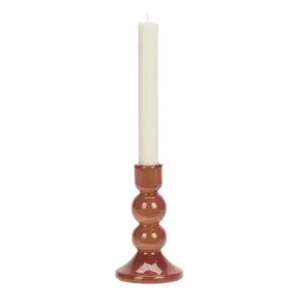 Madam Stoltz Glazen kandelaar Rood H 15 cm