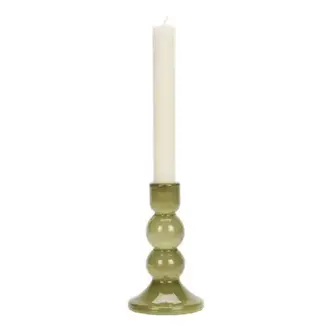 Madam Stoltz Glazen kandelaar Olijf H 15 cm
