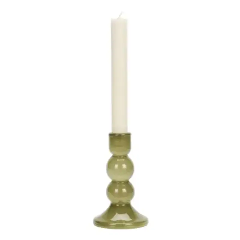 Madam Stoltz-collectie Glazen kandelaar Olijf H 15 cm