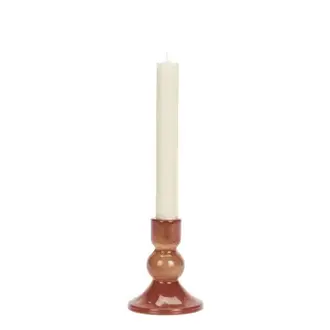 Madam Stoltz Glazen kandelaar Rood H 11 cm