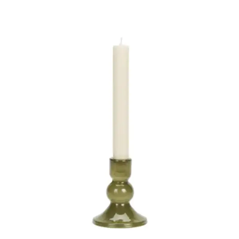 Madam Stoltz-collectie Glazen kandelaar Olijf H 11 cm