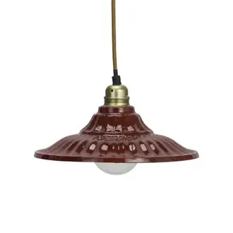 Madam Stoltz Emaille hanglamp Kersenrood, messing