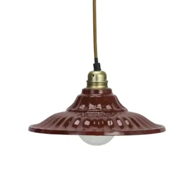 Madam Stoltz-collectie Emaille hanglamp Kersenrood, messing