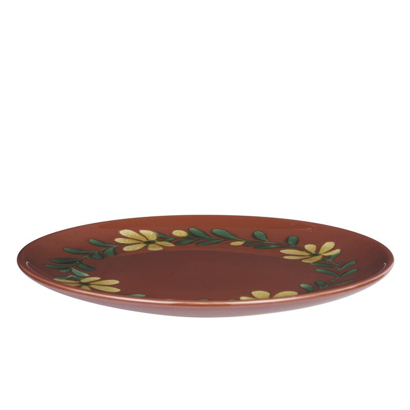Madam Stoltz-collectie Handbeschilderd dinerbord Rood, geel, groen