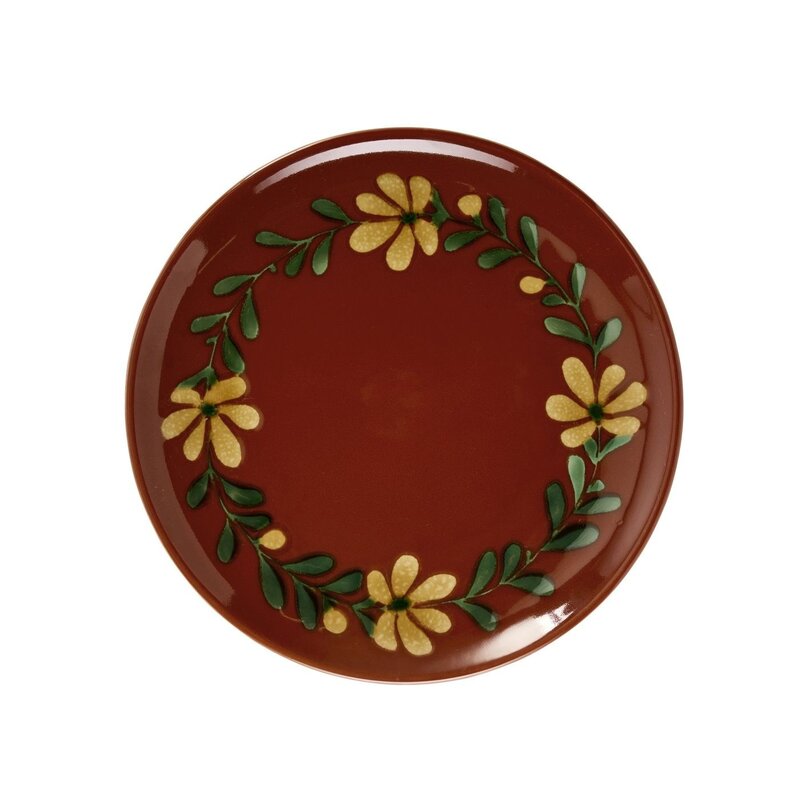 Madam Stoltz-collectie Handbeschilderd dinerbord Rood, geel, groen