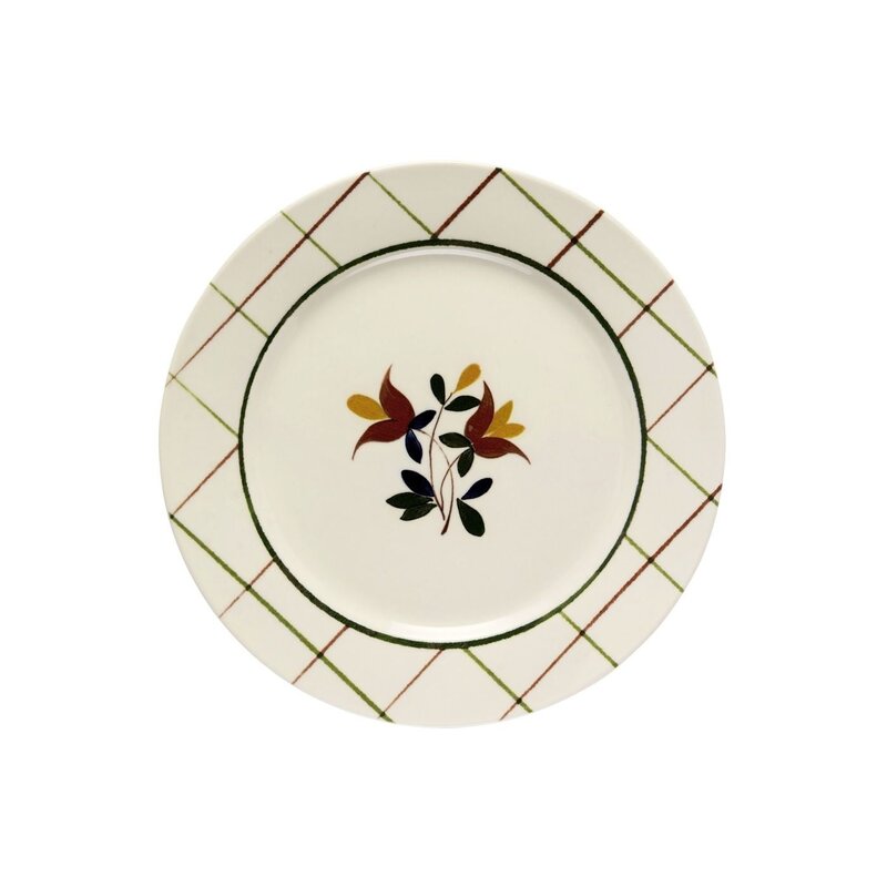 Madam Stoltz-collectie Dinerbord met bloemmotief Wit, rood, groen, blauw