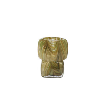 Madam Stoltz Vierkante glazen vaas Amber, multicolor